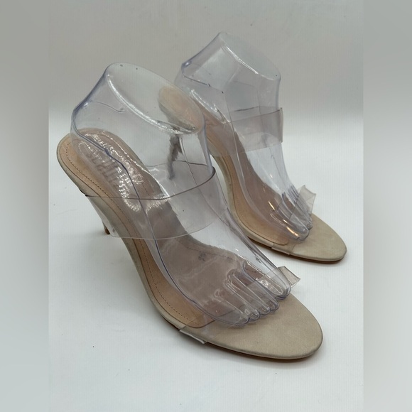 SCHUTZ Ariella Sandal |Double Clear Vinyl Straps |stiletto heel | in nude - Picture 7 of 13